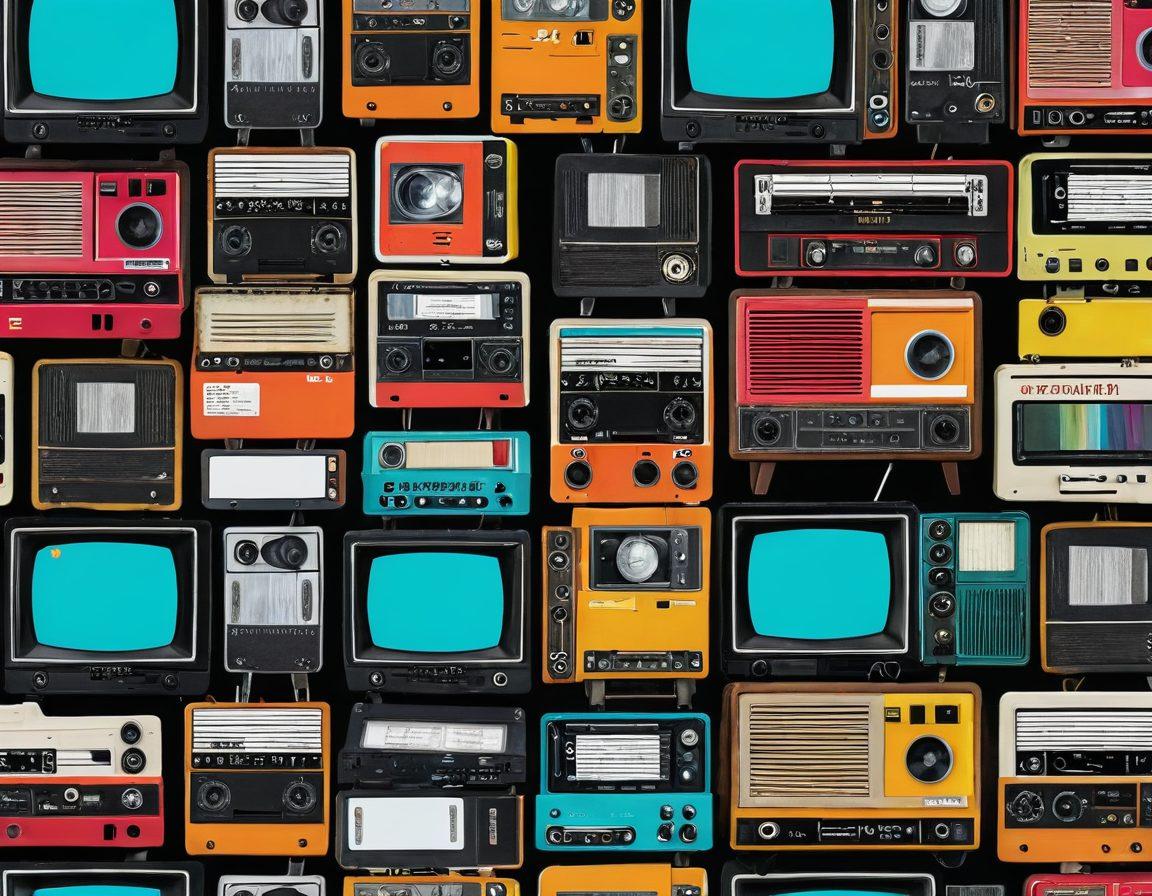 A dynamic collage of popular TV shows and streaming platforms, showcasing iconic characters and scenes, with vibrant colors highlighting their diversity. Include elements like a vintage TV set, modern streaming devices, and a film clapperboard to represent the evolution of entertainment. Incorporate a glowing 'Must-See' stamp across the image for a playful twist. super-realistic. vibrant colors. modern design.